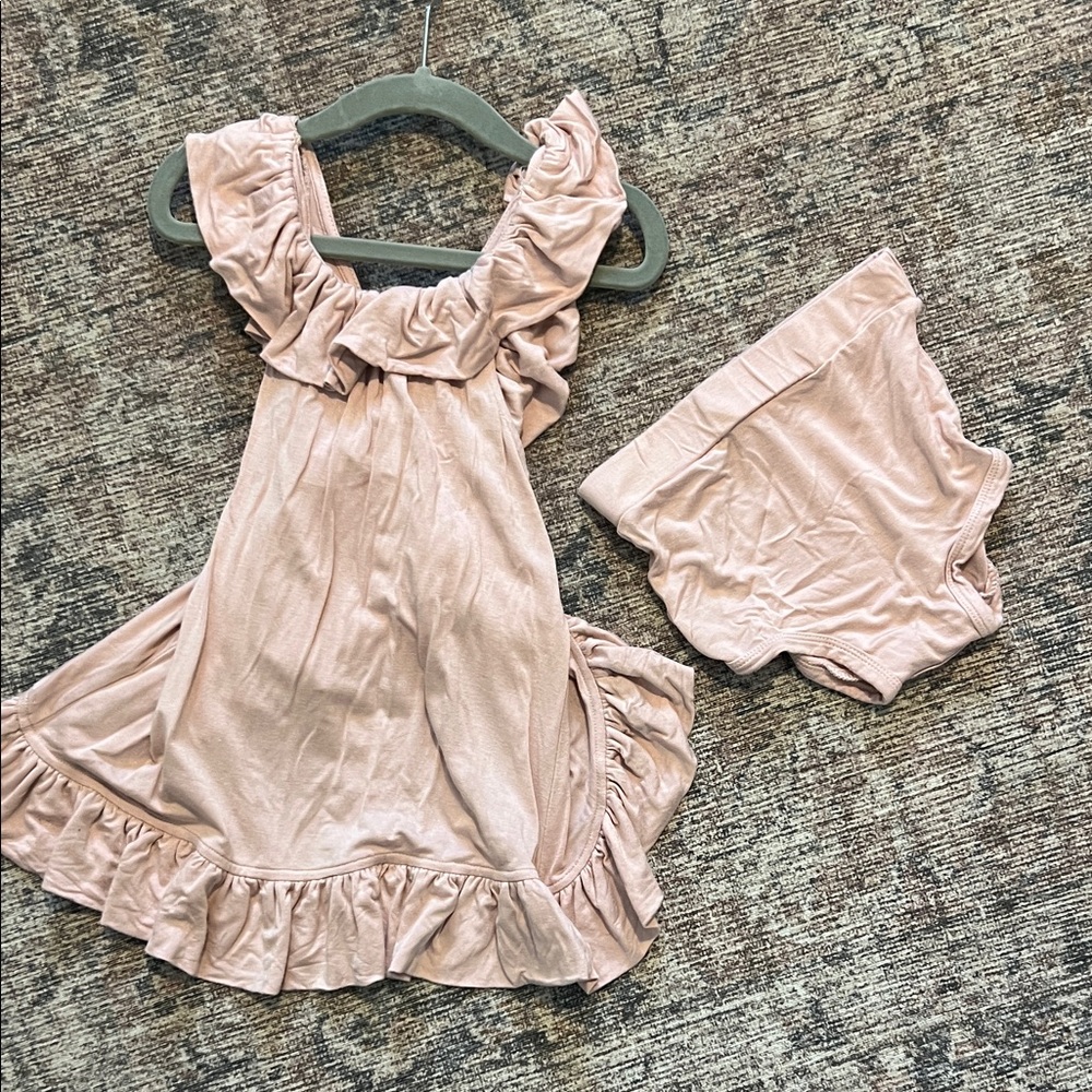 Kate Quinn Blush Ruffle Back Crisscross Dress with Bloomers
